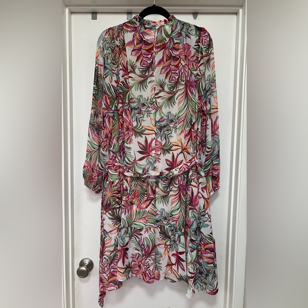 Julia Jordan floral belted dress - size 16 - cream/pink/green - Picture 4 of 12